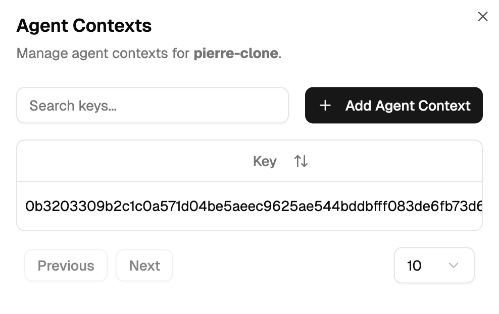 Manage contexts dialog