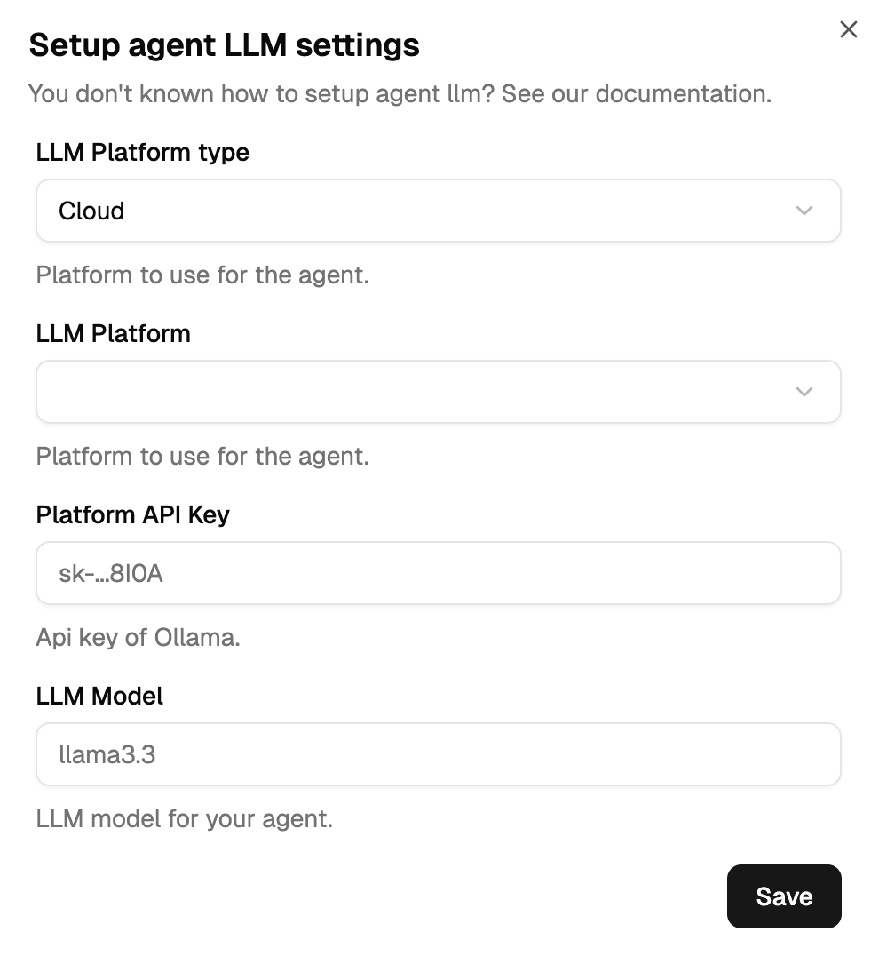 Manage LLM Settings dialog