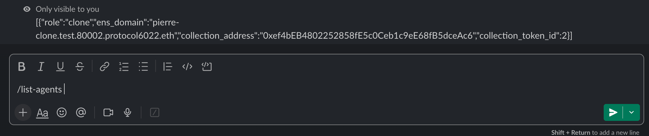 Slack /list-agents command