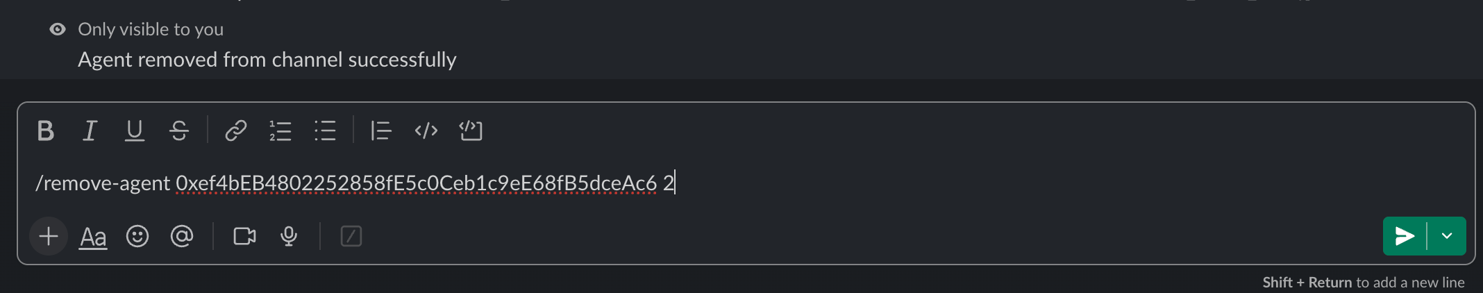 Slack /remove-agent command